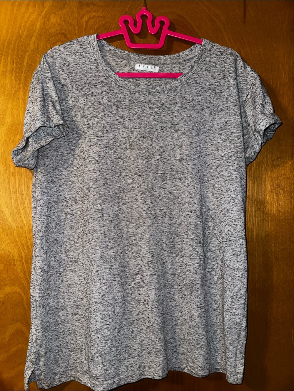 AWAKE Gray Heathered Cuffed Sleeve T-Shirt Top